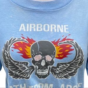 Vintage 70s USAF Airborne Death From Above T-shirt 7th Bomb Wing CHECK SIZE M